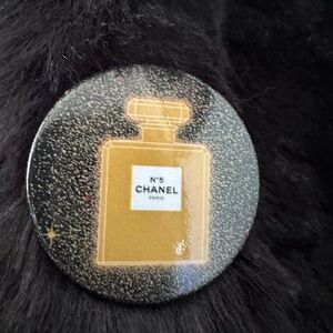 CHANEL Gold and White Logo Pin